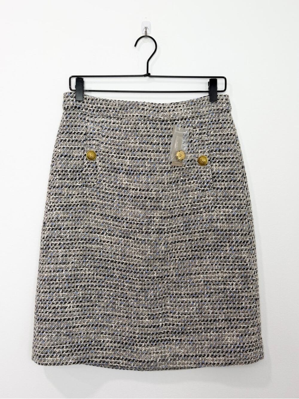J. Crew A-line Skirt in Speckled Tweed Gold Buttons NWT Size 6